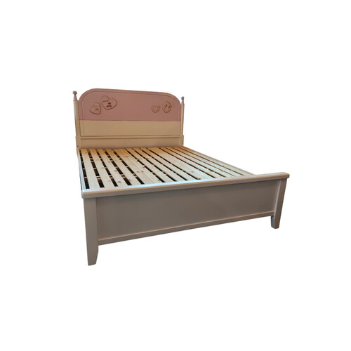 YMX-2230# 1.5X1.9M QUEEN WOODEN BED, PINK/WHITE 